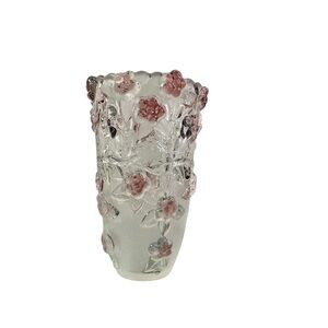 MIKASA Vintage Flower Vase Glass Bella Rosa Pink Frost Glass Germany